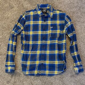 Hollister Blue and Yellow Plaid Casual Shirt